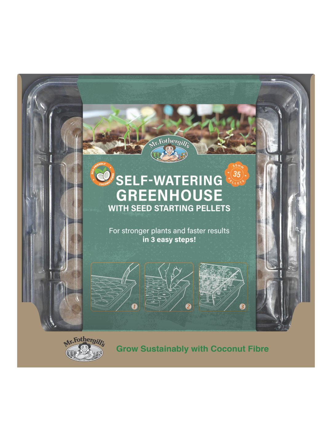 Mr Fothergill's 35mm Coco Fibre Self-Watering Greenhouse Kit (35 Pellets)
