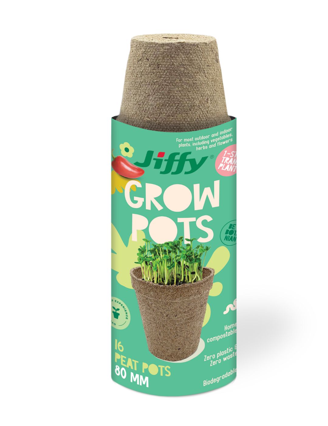 Jiffy 8cm Round Peat Pots (16 pots)