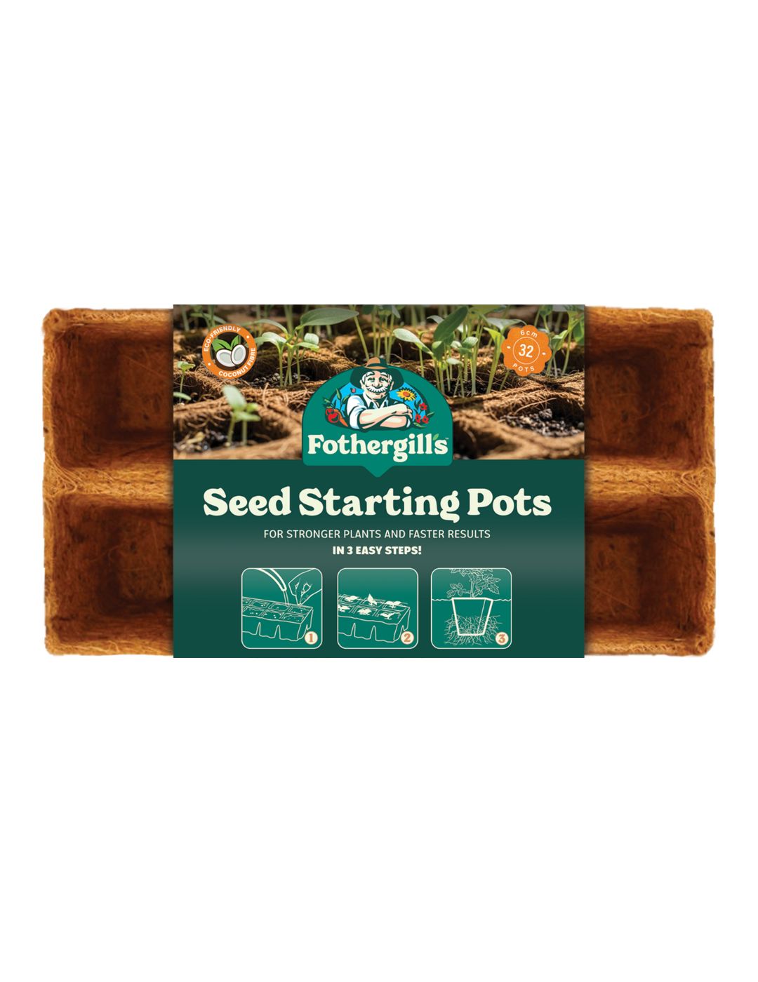 Mr Fothergill's 16 Cell Greenhouse Refill Coco Fibre Pots (32 Pots)